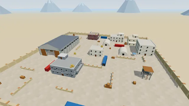 The Compound map with its hangar and shipping containers